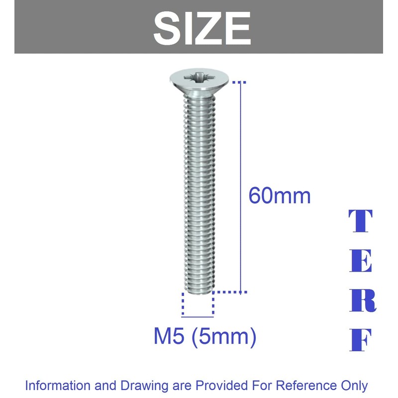 TERF® M5 X 60mm Pozi Countersunk Machine Screws Stainless Steel