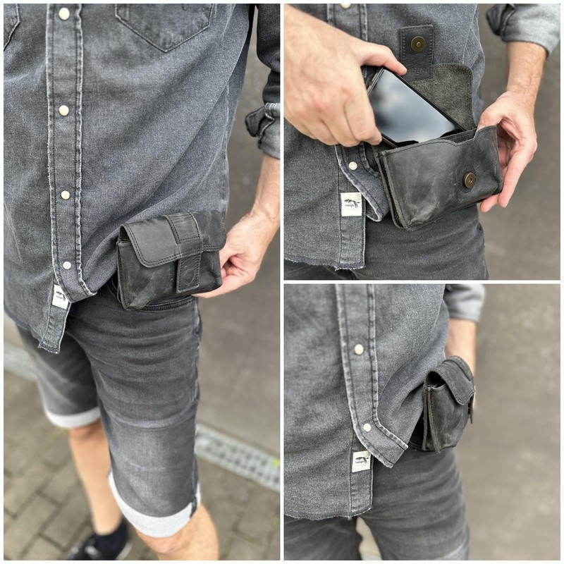 LECONI Gürteltasche Bauchtasche Leder Hüfttasche Handytasche Ledertasche für Damen &