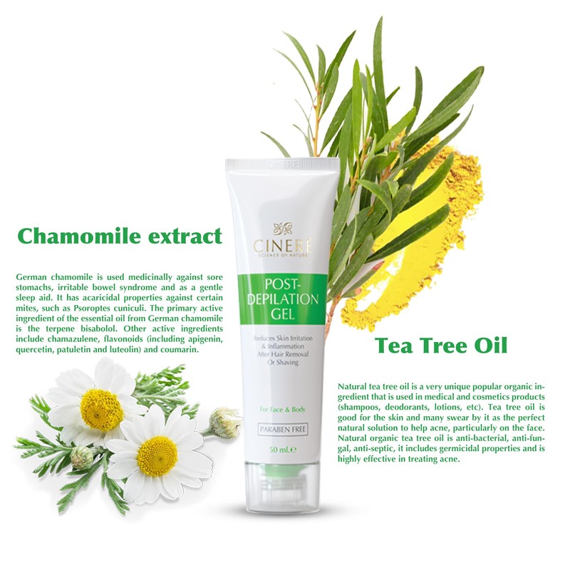 Cinere Post-Depilation Gel Unisex with Tea Tree Oil & Chamomile
