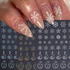 6 Sheets Christmas Nail Art Stickers 3D Self-Adhesive White Snowflake