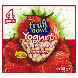 Fruit Bowl Fruit Flakes Erdbeere mit Joghurt-Beschichtung (4x25g) - Packung mit 2
