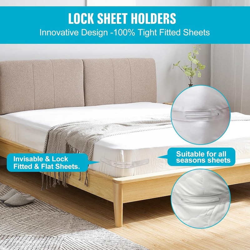 Bed Sheet Holder, Fitted Sheet Holder, Lock Bed Sheet Clips