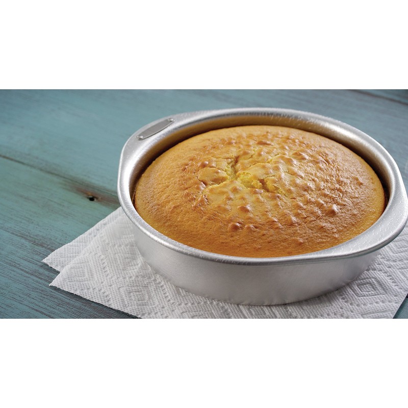 Doughmakers 9" Round Cake Commercial Grade Aluminum Bake Pan, Silver