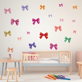 Trendy Colorful Bow Wall Stickers Multiple Colors Bow Knot Wall Decals for Girls Party Home Bedroom Nursery Room Wall Decor
