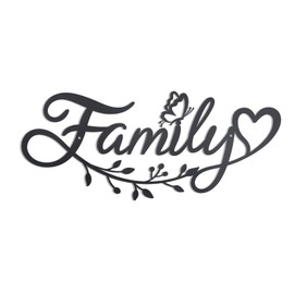 OYEFLY Metal Family Sign Wall Art Decor,Black Metal Family Wall Decor (style1 14.5in)