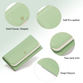 BMQY Women's Wallet, Long Purse Blocking Ladies with Multiple Card Slots and Card Holders Phone Pocket Coin Zipper (L-3 Green)