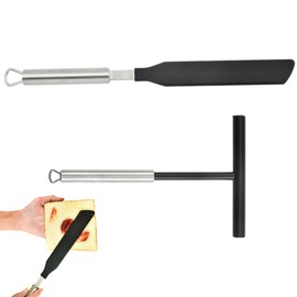 2 Pcs Crepe Spreader and Spatula Set, T-Shaped Crepe Spreader for Baking, Black Crepe Spatula for Pancakes, Crepes, Stainless Steel Crepe Tools for Kitchen, Bakery, Pancake Stand