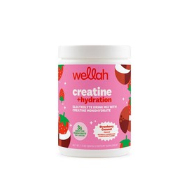 Wellah Creatine + Hydration Supplement, Electrolyte Drink Mix With Creatine Monohydrate And Vitamins, 30 Servings:_Strawberry Coconut