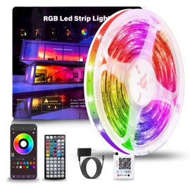 NBBUFF Led Lights for Bedroom 50ft (1 Roll), Color Changing RGB Led Strip Lights with 60 Keys Remote and App Control, Music Sync Led Lights for Room Kitchen Party Home Decor | NBBUFF