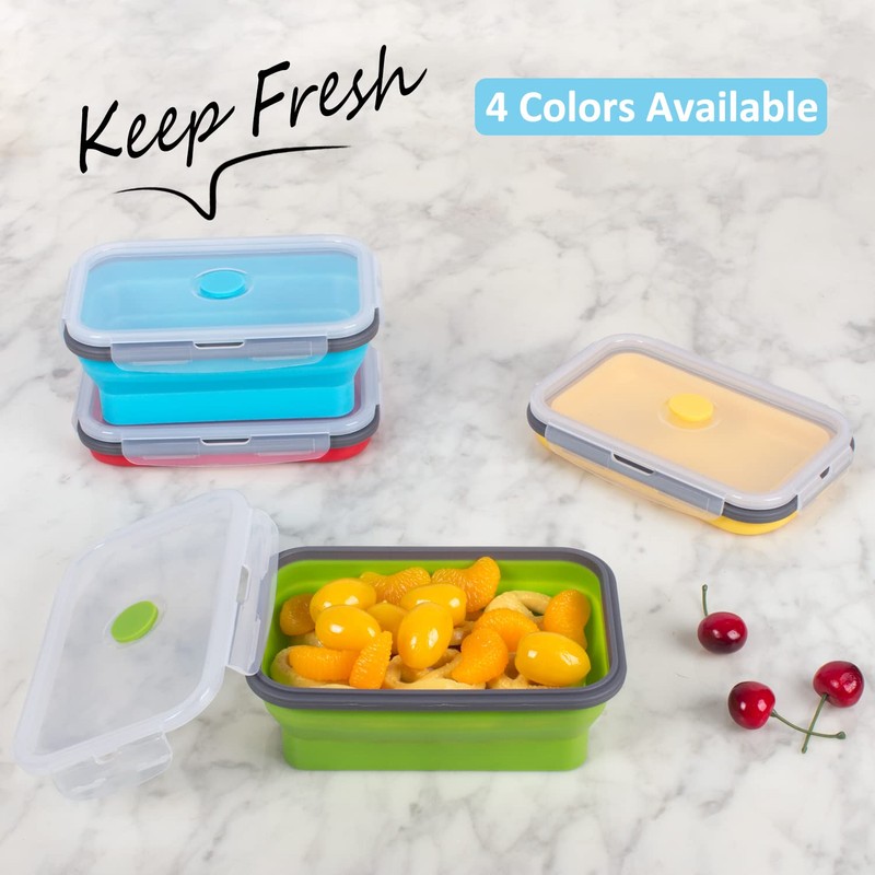 Collapsible Food Storage Containers with Airtight Lid, 27 oz, Kitchen