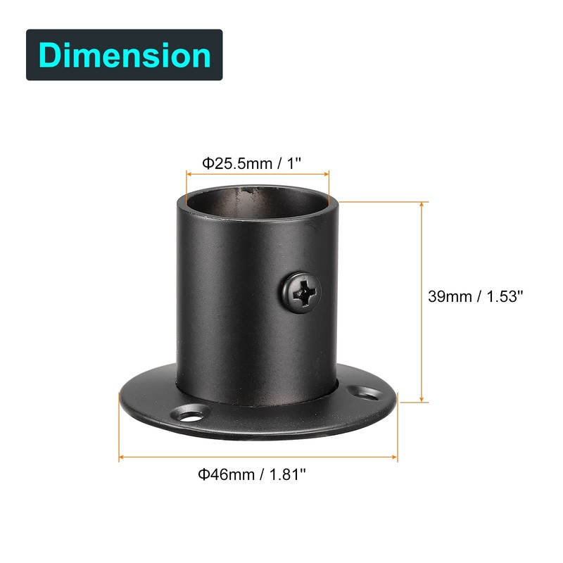 sourcing map 1'' Dia Stainless Steel Pole Sockets Flange Rod