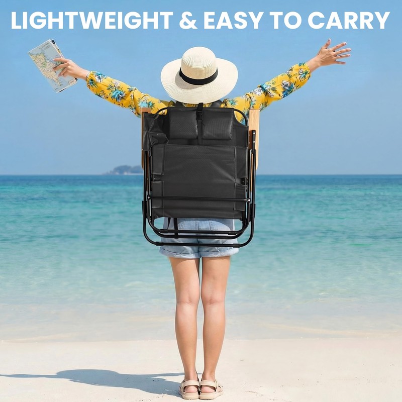 Cansky Portable Beach Chair for Adults, Outdoor Lightweight Camping Chair