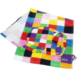 Marushin 5565000300 Elmer the Elephant Face Towel, Elmer and the Bear, 13.4 x 31.5 inches (34 x 80 cm)