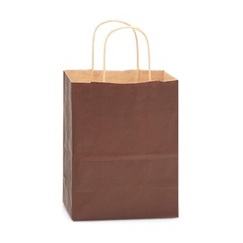 NWP Chocolate Brown Recycled Kraft Paper Shopping Bags - Cub Size - 8 x 4.75 x 10.5in. - Pack of 25