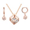 Yumilok Women's Stud Earrings Necklace Chain with Rubik's Cube Pendant
