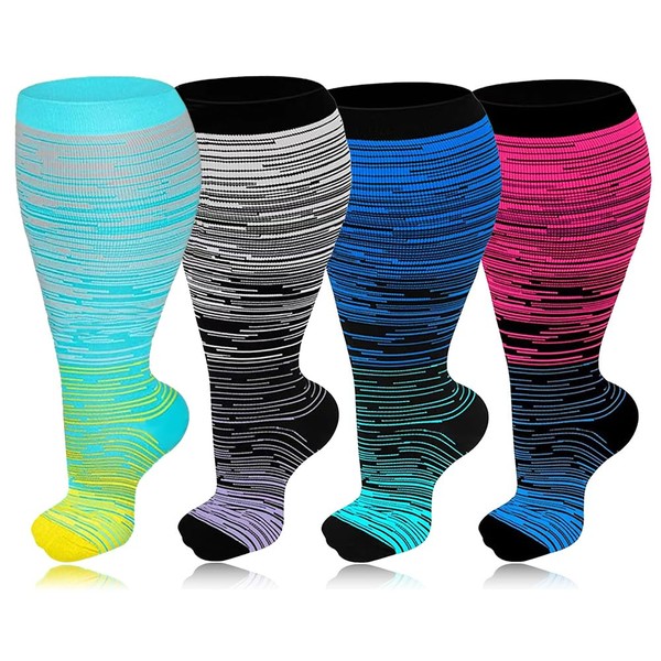 4 Pairs Plus Size Compression Socks for Women & Men,