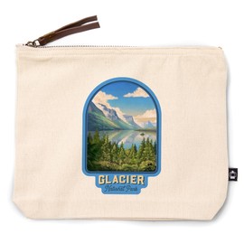Lantern Press Glacier National Park, Montana, Oil Painting, 100% Cotton Zipper Pouch, Travel Accessory, Go Bag