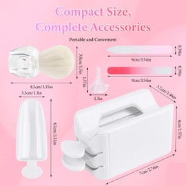 heemeei Dip Powder Recycling Tray System, Portable Nail Dip Powder Tray Kit with Nail Dust Brush, Glass Nail File, French Nail Art Manicure Essential Tool, Makeup Tool Glitter Saver(White)