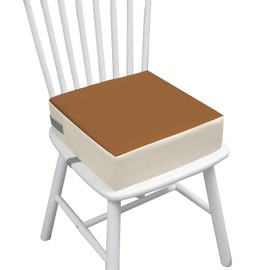 Eiury Toddler Dining Table Booster seat, PU Washable Waterproof Double seat Belt Non-Slip Bottom Booster seat for Dining Toddler, Portable Travel Increase Cushion Brown+White