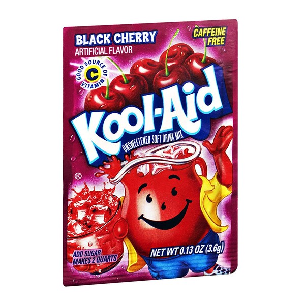 Kool-Aid Black Cherry Caffeine Free Unsweetened Soft Drink Mix, 0.13 OZ (Pack of 192)