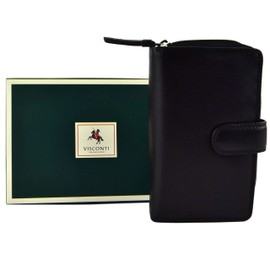 Visconti Ladies Medium Leather Purse/Wallet Heritage Collection Gift Boxed (Black)