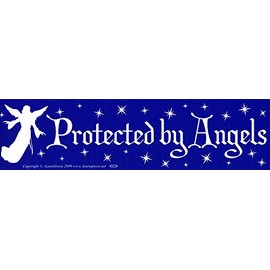 AzureGreen Protected by Angels - Bumper Sticker/Decal (11.5" X 3")