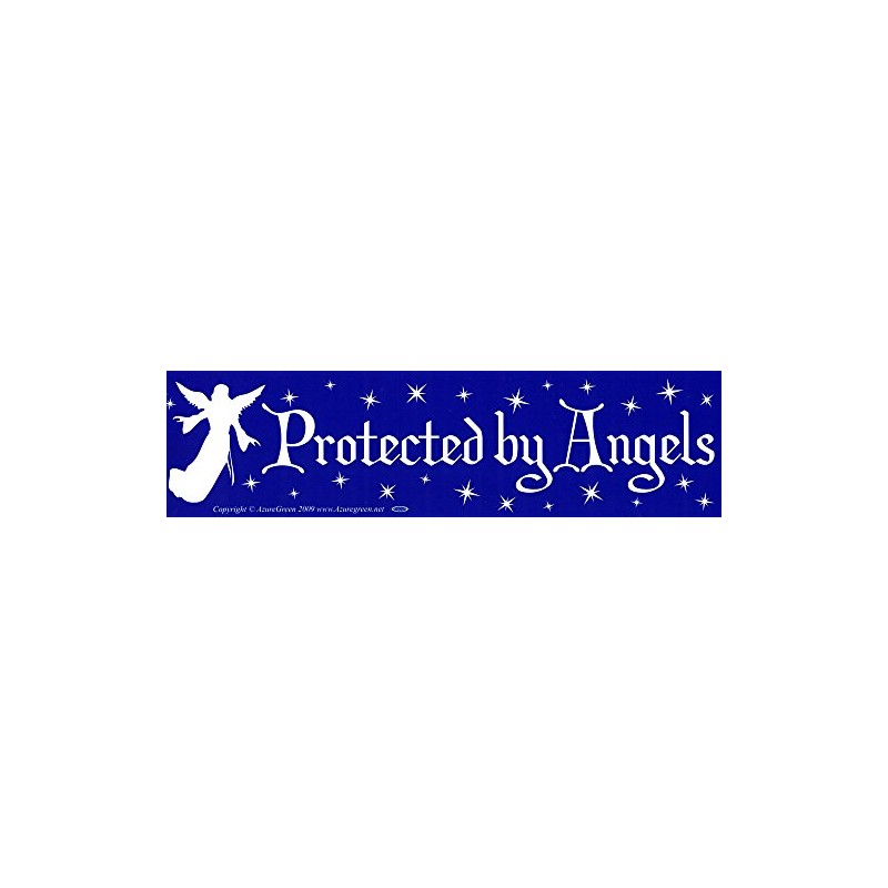 AzureGreen Protected by Angels - Bumper Sticker/Decal (11.5" X 3")