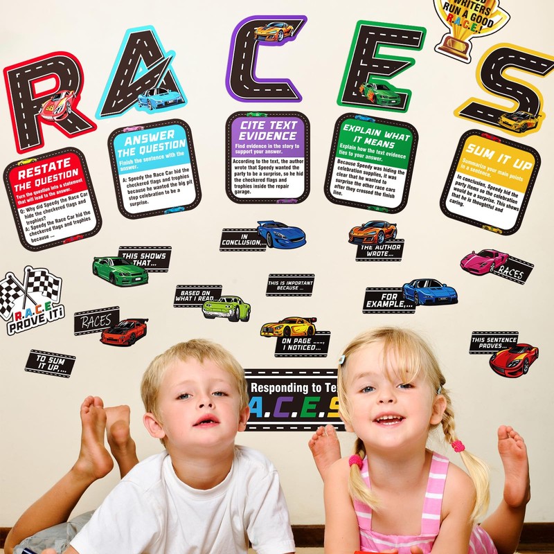 Cinrobiye 37 Pcs Races Writing Process Bulletin Board Decorations Set,Races