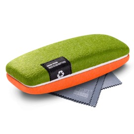 FEFI - Hard case glasses case with felt cover made from recycled PET bottles, Green