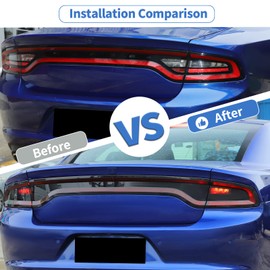 JeCar Smoked Tail Light Covers Rear Brake Light Guards Exterior Accessories Compatible with Dodge Charger 2015-2023, Black