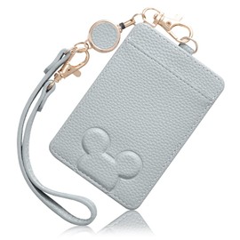 Wasenn Card Case, ID Card Holder, Pass Case with Reel, Cute, Three-Dimensional, Animal, Thin, Card Holder, Commuter Pass, blue