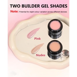 Aokitec Builder Nail Gel Kit - Pink Nudes Builder Hard Gel with 100pcs Nail Forms & Brush for Precise Application, Biab for Extension & Repair & French Manicure, Gift for Enthusiasts Student Salon