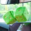 Pair 3” Fuzzy Plush Dice Heart Shape Decor for Car