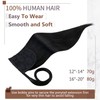 RUNATURE 50 cm Real Hair Braid Extensions, Jet Black, Invisible