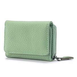 Yemlarey Women's Small Wallet, Genuine Leather Wallet, Foldable, Small Wallet, Women Mini Credit Card Holder, RFID Protection, Card Slots, Coin Compartment, Light green, Classic