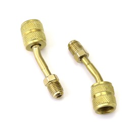 QWORK® 2 pieces R410a adapter, brass, 5/16 inch quick coupling sockets, 1/4 inch plug, R410 converter