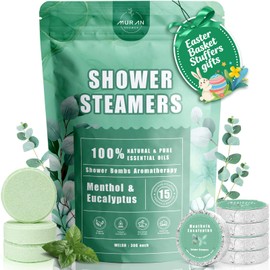 Shower Steamers Aromatherapy 15-Pack Shower Bombs Gifts for Wife, Organic Menthol & Eucalyptus for Shower Natural Essential Oil, Easter Basket Stuffers Gifts for her Wife Women Men Bath Stress Relief