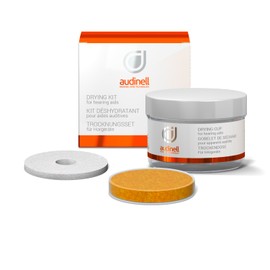 Audinell Hearing Aid Drying Box – 1 Large Drying Capsule 63 mm with Colour Indicator – for Approx. 3 Months – Drying Cup for Sails and Hearing Aids