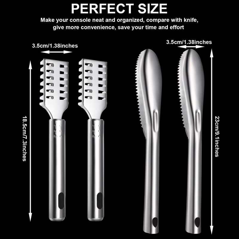 4 Piece Fish Scaler Remover Brush Set - Stainless Steel