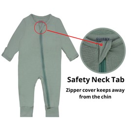 GUISBY Baby Girls Footless Pajamas with Mittens - 2-Way Zipper Long Sleeve Sleepwear 3Pack 6-12 Months