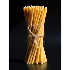 CANDWAX 50 Pack Thin Beeswax Taper Candles - 7 Inch Tall Yellow Candles for Meditation, Church, Easter, Home Use, Christmas, Hanukkah & More - Pure Beeswax Candles Bulk