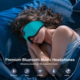 ZHENYEMEI 3D Bluetooth Sleep Mask Headphones 5.4 Headband Sleeping Wireless Music Earbuds for Women Men, Eye Mask Earphones for Travel/Nap, Built-in HD Speakers Cool Gadgets Unique Gifts (Blue)