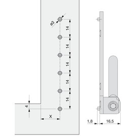 Maco Multi-Matic/Multi-Trend Corner Bearing 100 kg Consisting of 206802 and 206848 W21960 g21961 (Painted White)