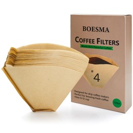 130 Count #4 Cone Coffee Filters 8-12 Cup, Unbleached Natural Paper, Disposable coffee filters 4 cone paper, Filters Paper Compatible with Ninja Coffee Filters, Pour Over and Drip Coffee Maker
