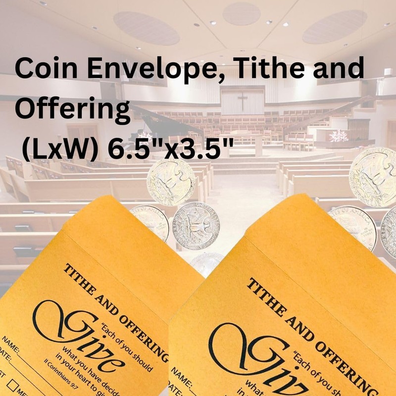 Coin Envelope, Tithe and Offering Envelopes for Church (Package of