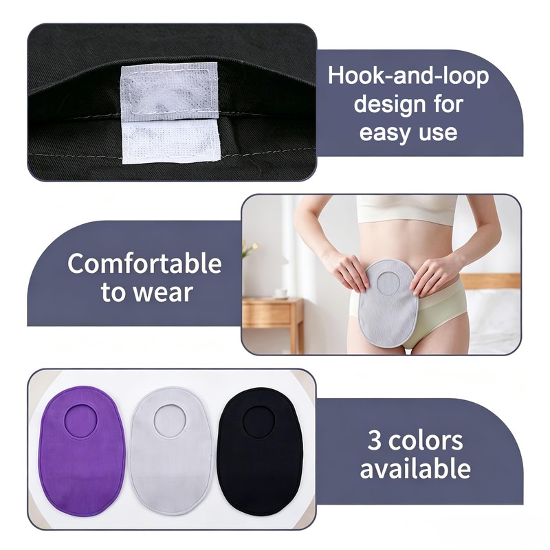 Benaewa 3 Pcs Ostomy Bag Covers, Reusable Colostomy Bag Covers
