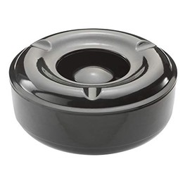 We Can Source It Ltd - Melamine Windproof Ash Tray Black with 3 Resting Dents - Ash Tray with Lid for Indoor