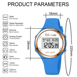 Blekon Original Outdoor Sport Watches Alarm Clock Waterproof Digital Watch (Blue)