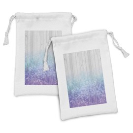 Ambesonne Garden Fabric Pouch Set of 2, Dreamy Abstract Garden Perennial Petals Branches in Pastel Colors Artwork Print, Small Drawstring Bag for Toiletries Masks and Favors, 9" x 6", Lavender Blue