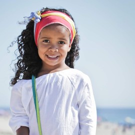 Peppercorn Kids Little Girls Color Block Bandana Headband- Red (3-8Y)